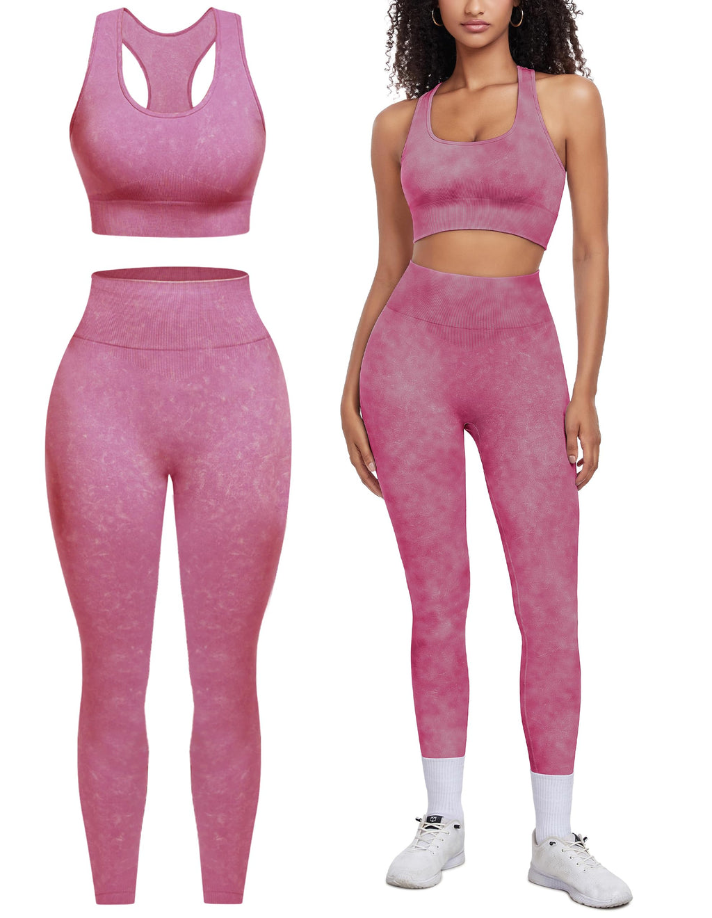 Acid-Wash Seamless 2-Piece Workout Set