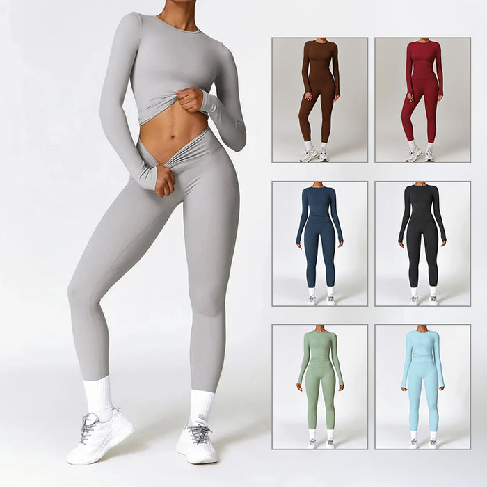 Brushed Long-Sleeve Yoga Tracksuit Set