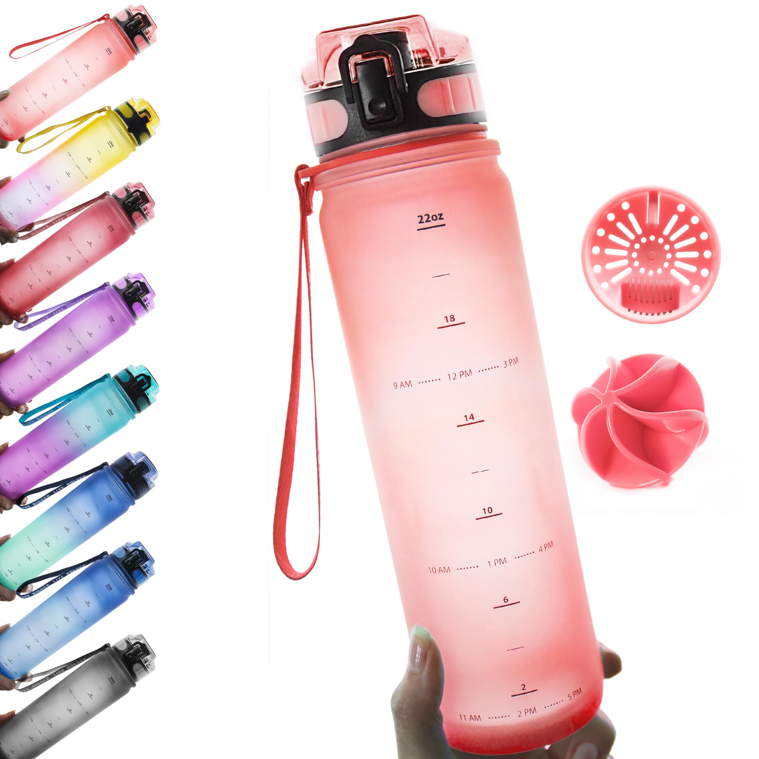 24oz Insulated Gym Water Bottle with Time Marker