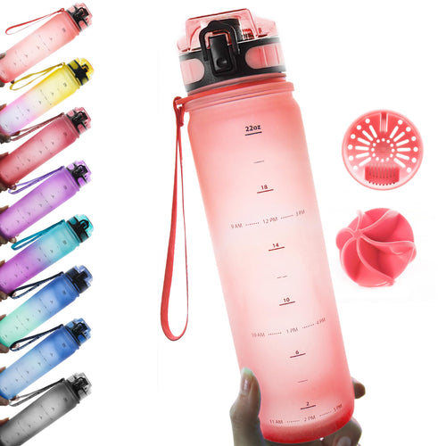 24oz Insulated Gym Water Bottle with Time Marker